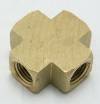 Brass Cross 1/4 Female Pipe Thread THUMBNAIL