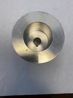 558: SANDER DRUM, Aluminum, 3-1/2 OD X 5/8 ID X 3-3/8" LONG WITH CROWN, REPLACES YELLOW DRIVE WHEEL THUMBNAIL