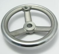 Handwheel, 6" Dia, Bore Modified to 5/8" Dia., 3 Spoke Aluminum, Comes with Handle MAIN