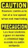 Label, Caution Routers Continue to Run at a Low Speed When Not Machining, English|Spanish THUMBNAIL