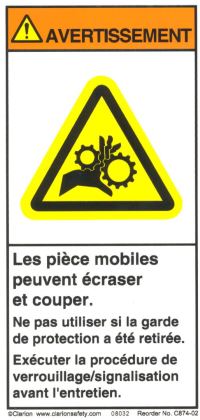 Label, French, Les Pieces Mobiles Peuvent Ecraser ET Couper MAIN