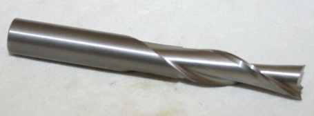 ROUTER BIT, 3/8 DIA X 3/8 SHANK X 3" OAL, 1-1/4" CUTTING LENGTH, DOUBLE EDGE SPIRAL LEFT-HAND DOWN THUMBNAIL