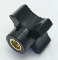 Knob, DK-83, 4-Prong (1-1/4 Dia) 1/4-20 X 7/16 Deep Blind Hole Brass Insert. MAIN