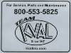 Label, KVAL Service Parts Maintenance 800 Phone Number THUMBNAIL