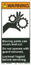 Label, Warning, Moving Parts Can Crush and Cut ... Lockout/Tagout,1014-M4WVPJ, 2.70" X 5.50" THUMBNAIL
