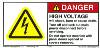 Label, High Voltage will shock, Burn... Do not operate Machine with panel doors opened or covers THUMBNAIL