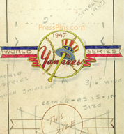 1947 Yankees Original Press Pin Artwork SWATCH