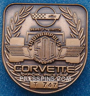 1995 Bronze Indianapolis 500 Pit Badge MAIN