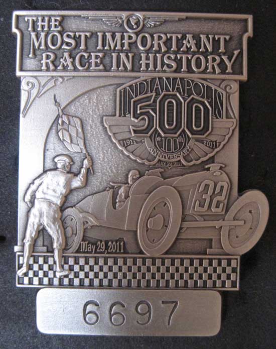 2011 Silver Indianapolis 500 Pit Badge MAIN