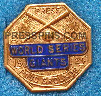 1924 New York Giants World Series Press Pin MAIN