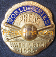 1925 Washington Senators World Series Press Pin MAIN