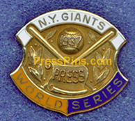 1937 New York Giants World Series Press Pin MAIN