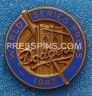 1947 Brooklyn Dodgers World Series Press Pin MAIN