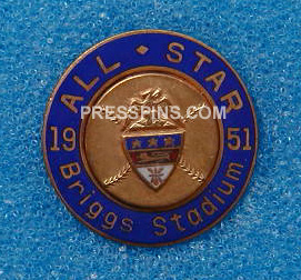 1951 Detroit All-Star Press Pin MAIN