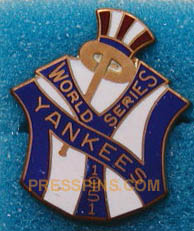 1951 New York Yankees World Series Press Pin MAIN