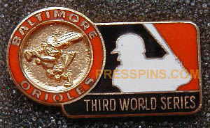 1970  Baltimore Orioles World Series Press Pin MAIN