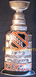 1973 NHL News Stanley Cup Press Pin MAIN