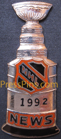 1992 NHL Stanley Cup Press Pin MAIN