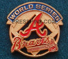 1992 Atlanta Braves World Series Press Pin MAIN