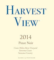 Harvest View Pinot Noir 2014 - Crane Melon Barn  - $65 retail THUMBNAIL