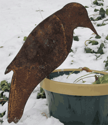 buy Rusted Crow Bird Garden Stake - Hand Crafted Metal Garden Art Decor