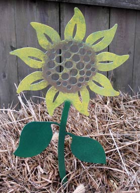 buy Sunflower Garden Stake - Hand Crafted Metal Garden Art Decor
