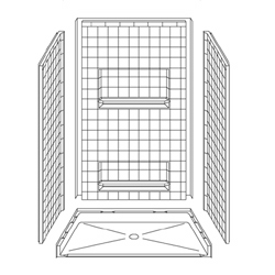 48" x 34" Barrier-Free Accessible Shower Unit .5" Beveled Entry & Shelves MAIN