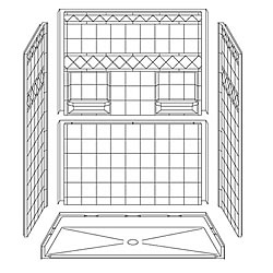 60" x 30" Barrier-Free Accessible Shower Unit .75" Beveled Entry & Shelves MAIN