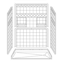 60" x 30" Barrier-Free Accessible Shower Unit .75" Beveled Entry, Shelves, End Drain MAIN