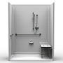 63" x 37" ADA Roll In Shower 1" Beveled Entry, Front Trench Drain SWATCH