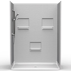 60" x 36" Barrier-Free Accessible Shower Unit .75" Beveled Entry & Shelves MAIN