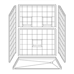 60" x 36" Barrier-Free Accessible Shower Unit 1" Beveled Entry & Shelves MAIN