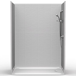60" x 36" Barrier-Free Accessible Shower Unit 1" Beveled Entry, End Drain MAIN