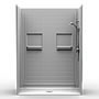 60" x 30" Barrier-Free Accessible Shower Unit .75" Beveled Entry & Shelves, Center Drain SWATCH