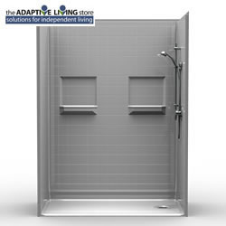 60" x 30" Barrier-Free Accessible Shower Unit .75"  Beveled Entry & Shelves, End Drain MAIN