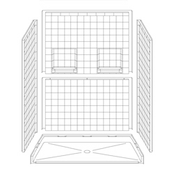 60" x 32" Barrier-Free Accessible Shower Unit .75" Beveled Entry & Shelves MAIN