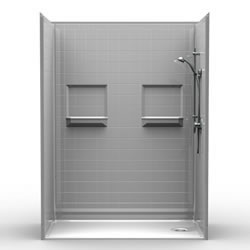 60" x 32" Barrier-Free Accessible Shower Unit .75" Beveled Entry & Shelves MAIN