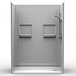 60" x 34" Barrier-Free Accessible Shower Unit .75" Beveled Entry & Shelves MAIN