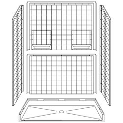 60" x 30" Barrier-Free Accessible Shower Unit .75" Beveled Entry & Shelves, Center Drain MAIN
