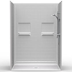 60" x 36" Barrier-Free Accessible Shower Unit .75"  Threshold & Shelves MAIN
