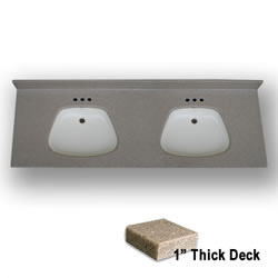ADA Double Bowl Vanity Sink Top, 1" Deck, Standard Granite Colors MAIN