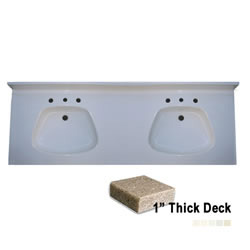 ADA Double Bowl Vanity Sink Top, 1" Deck, Premium White MAIN