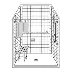 51" x 51" One Piece Barrier-Free Accessible Shower Unit .5" Beveled Entry MAIN