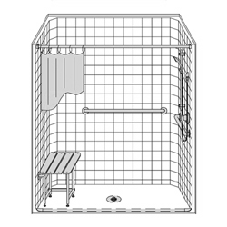 60" x 30" One Piece Barrier-Free Accessible Shower Unit .75" Beveled Entry MAIN