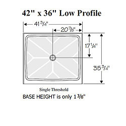 42" x 36" Wheelchair Accessible Shower with LOW Profile Base MAIN