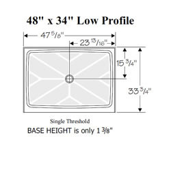 48" x 34" Wheelchair Accessible Shower with LOW Profile Base MAIN