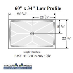 60" x 34" Wheelchair Accessible Shower with LOW Profile Base MAIN