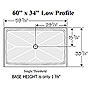60" x 34" Wheelchair Accessible Shower with LOW Profile Base SWATCH