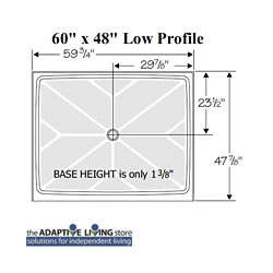 60" x 48" Wheelchair Accessible Shower with LOW Profile Base MAIN