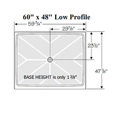 60" x 48" Wheelchair Accessible Shower with LOW Profile Base MAIN